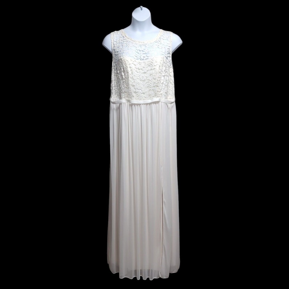 David's Bridal Wedding Dress Women's 20 Ivory‎ Lace Bodice Long Lined NEW NWT - Picture 2 of 16